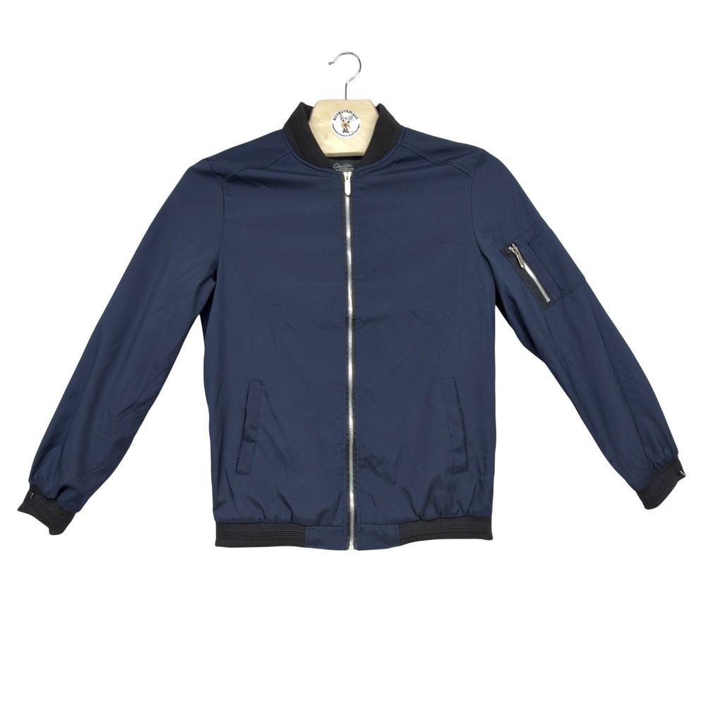 H.T. NIAO Men's Bomber Jacket 3XL Navy Blue Zip Front Lightweight